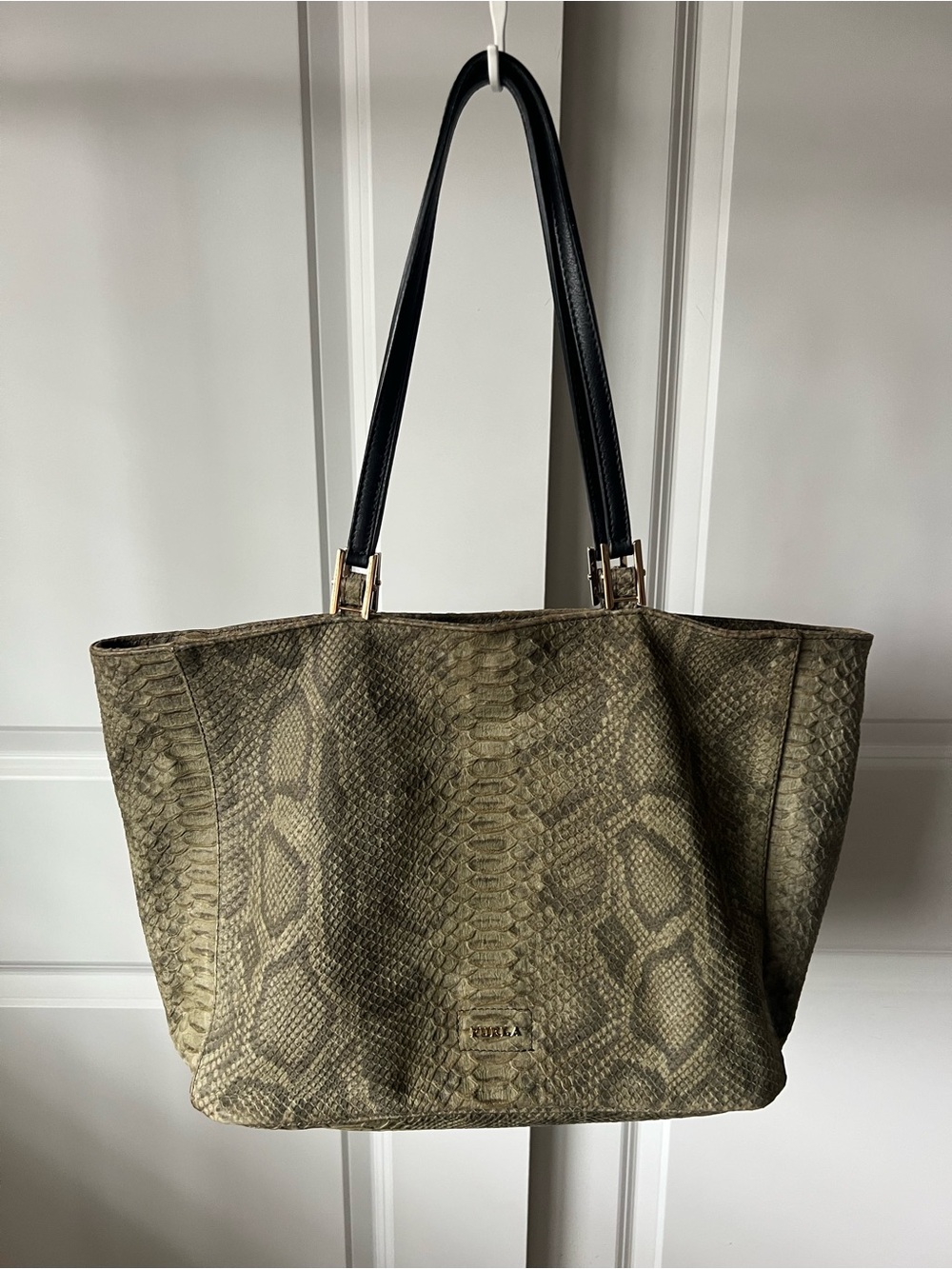 Furla Snake-Print Leather Bag